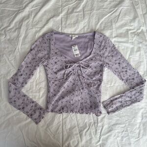 Full Tilt Lavender Floral Long Sleeve Top